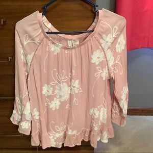 Long sleeve floral print shirt with bell sleeves